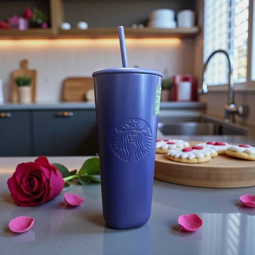 Starbucks Purple Blue Recycled Triangle Tumbler 24 oz Venti Cold Cup NWT